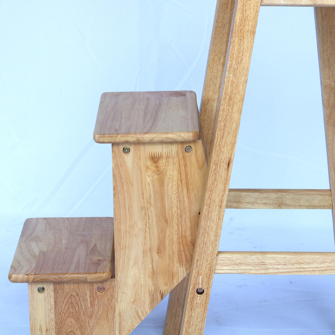 Ghế thắp nhang 3 bậc có thể gấp gọn-ghế lấy đồ trên cao bằng gỗ cao su thiên nhiên
