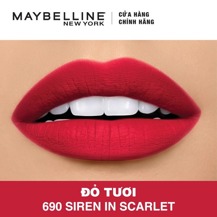 Son Lì Siêu Nhẹ Môi Maybelline New York Color Sensational Creamy Mattes 4.2g - Màu 690 Đỏ Tươi Siren In Scarlet