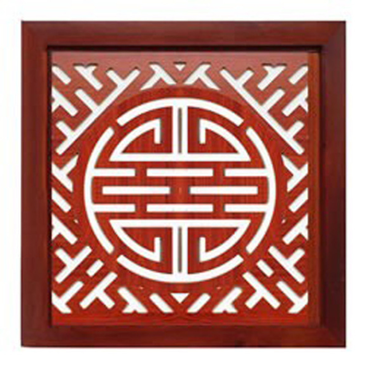 Tấm chống ám khói chữ thọ hán nâu khung gỗ sồi - TL253