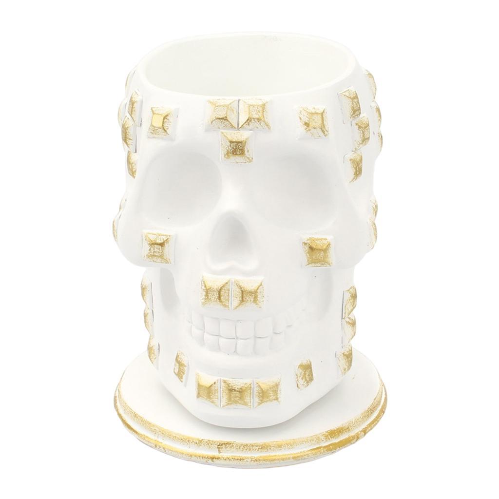 Rotatable Skull Pen Holder Office Desktop Decor Stationery Organizer