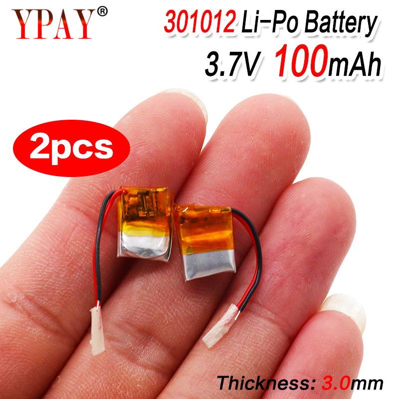 2 chiếc 100mAh 3.7V 301012 Pin sạc Lithium Polymer Lipo cho GPS MP3 MP4 PAD DVD Loa tai nghe Bluetooth tự làm Màu điện thoại: 2 chiếc