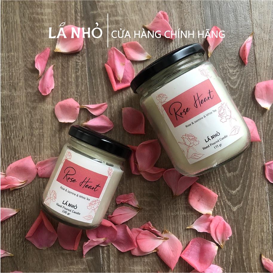 Nến thơm LÁ NHỎ Rose Heart (Hoa Hồng + Hoa Nhài + Trà Trắng) Quyến rũ Tinh tế