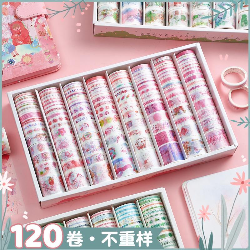 Washi Tape Sticker vintage hoa phong cảnh trang trí sổ -TÁCH SET THEO MÀU NGẪU NHIÊN