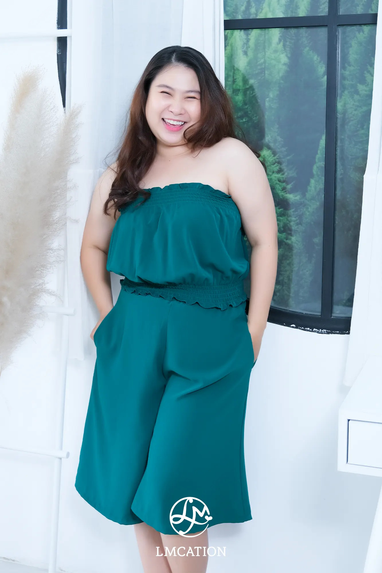 Đồ Bộ Mặc Nhà LMcation - Áo ống Carol &amp; Quần váy lửng Vera - Xanh lá cây