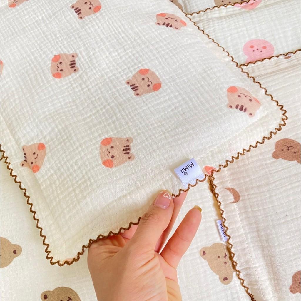 [Sơ Sinh] Gối Phẳng Xô Muslin mềm mịn, thoáng khí cho bé  - loại mỏng phù hợp cho bé sơ sinh