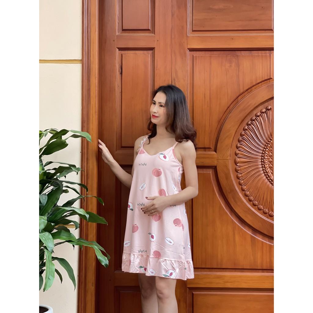 Váy ngủ 2 dây chất thun sữa mềm , đầm ngủ thiết kế 2 mút ngực tặng kèm bịt mắt VN HT80