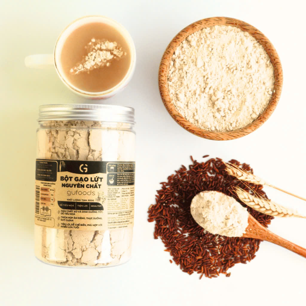 Bột Gạo Lứt Nguyên Chất GUfoods (Hũ 250g) - Tiện Lợi, Healthy, Dễ Tiêu Hoá, Eat Clean, Thực Dưỡng, Thuần Chay, Nấu Cháo