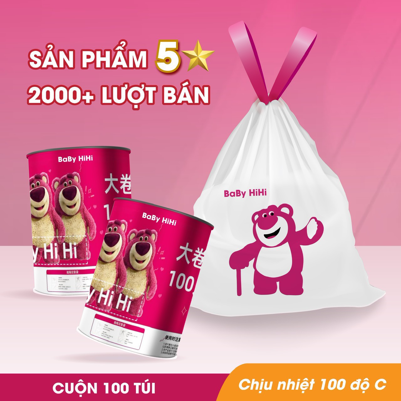 Túi rác sinh học siêu dai, có quay nội địa Minaier (1 bịch 100 túi)