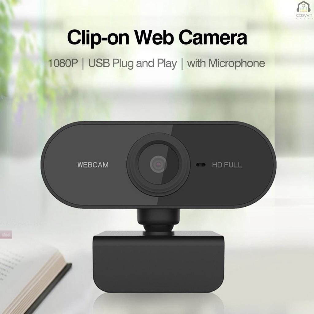 Webcam USB 1080P kèm mic có kẹp gắn laptop hỗ trợ dạy học/ phát sóng trực tuyến