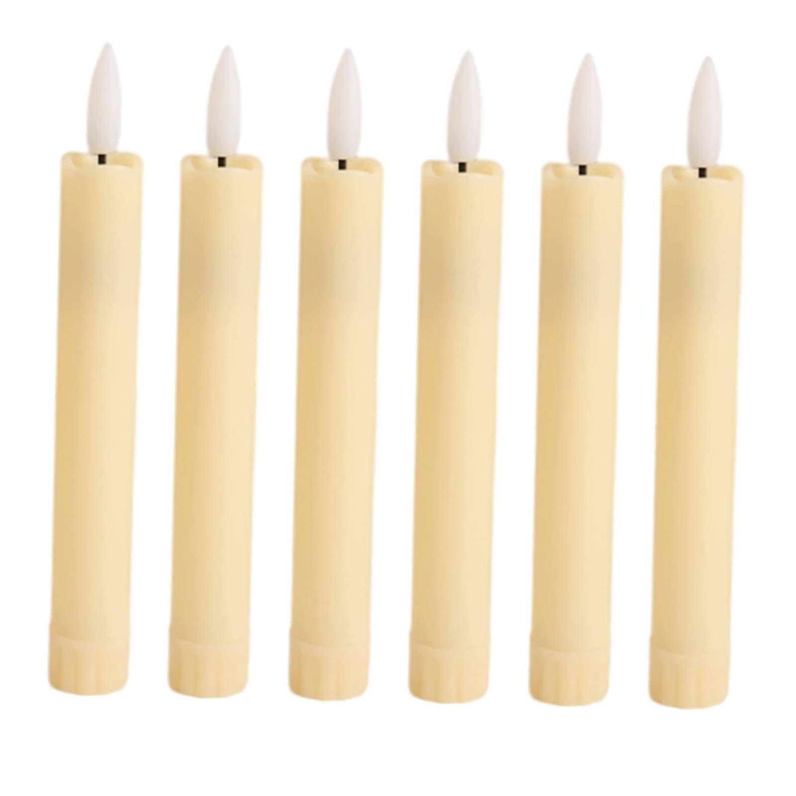 6x LED Pillar Candles Decorative Candles Electric Candles Decoration 3D Wick Candles Flicker Taper Candles for Birthday Hotel Party Festival