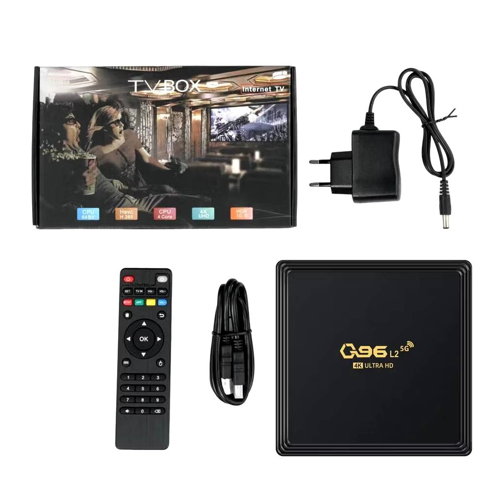 Box Q96 L2 Android 11, bản nâng cấp mới nhất 2024, Ram 4Gb+Room 64Gb, Amlogic S905L2 Quad Core 2.4G 5G Dual WIFI 4K UHD Bluetooth 4.1, xem 108 kênh truyền hình trong nước miễn phí, Hàng nhập khẩu