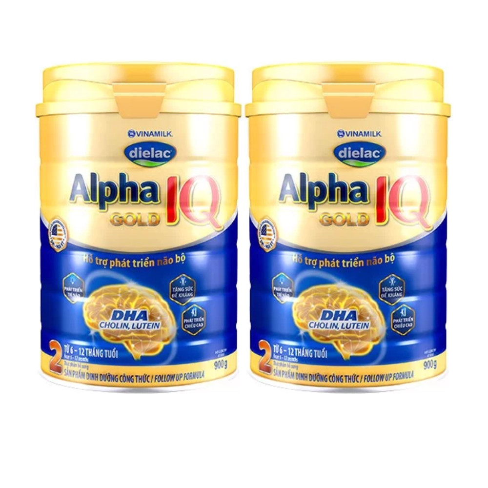 COMBO 2 HỘP SỮA BỘT DIELAC ALPHA GOLD IQ 2 900G (CHO TRẺ TỪ 6 - 12 THÁNG TUỔI)