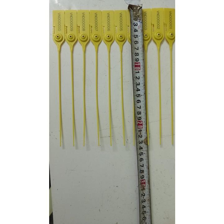 100 chiếc Seal nhựa niêm phong dạng tròn trơn thẳng dài 23 cm khóa kim loại in seri liên tục