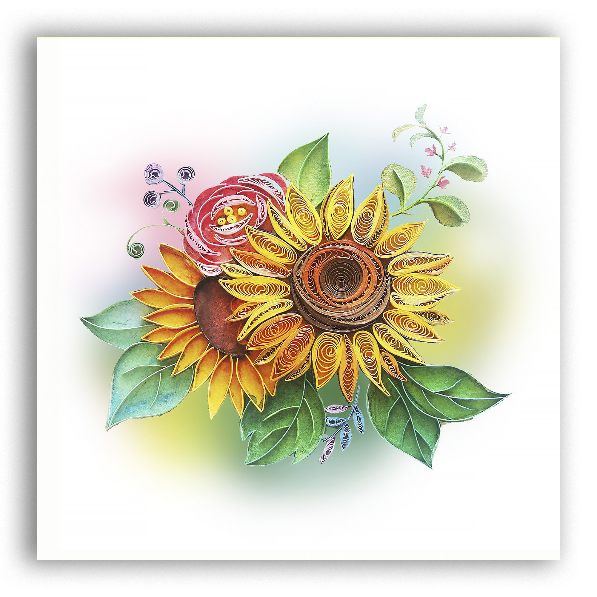 Thiệp Giấy Xoắn (Quilling Cards) - Thiệp Sinh Nhật, Tình Yêu, Chúc Mừng - FLOWER 15x15cm