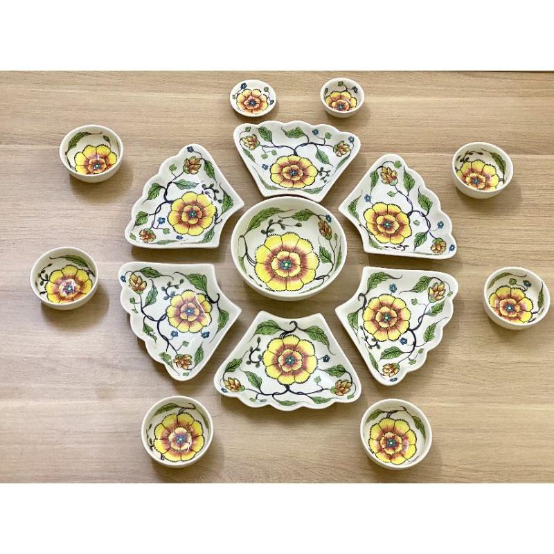 Bộ bát đĩa hoa mặt trời hàng kĩ (mẫu vẽ mới)