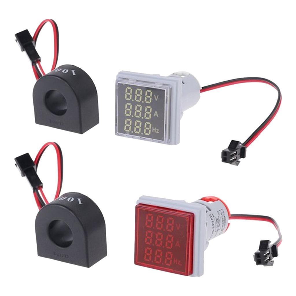 2pcs Square LED Digital Hertz Meter Voltage Current Frequency Indicator