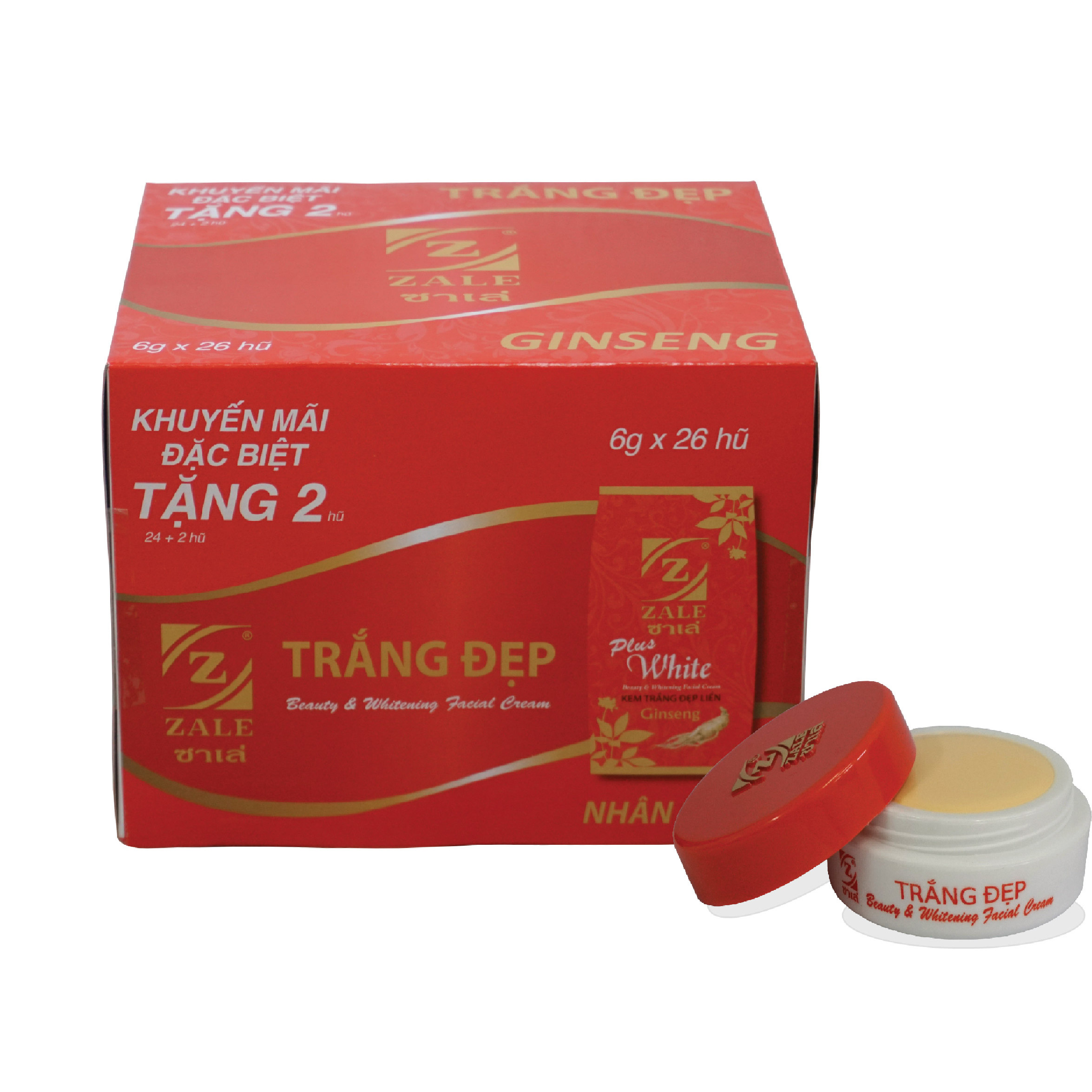 KEM DƯỠNG TRẮNG DA ZALE ĐỎ NHÂN SÂM - 01 HỘP 24 HỦ TẶNG 02 HỦ