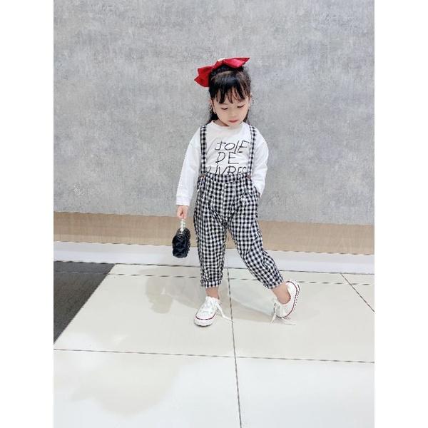 Sét yếm caro + áo phong trắng