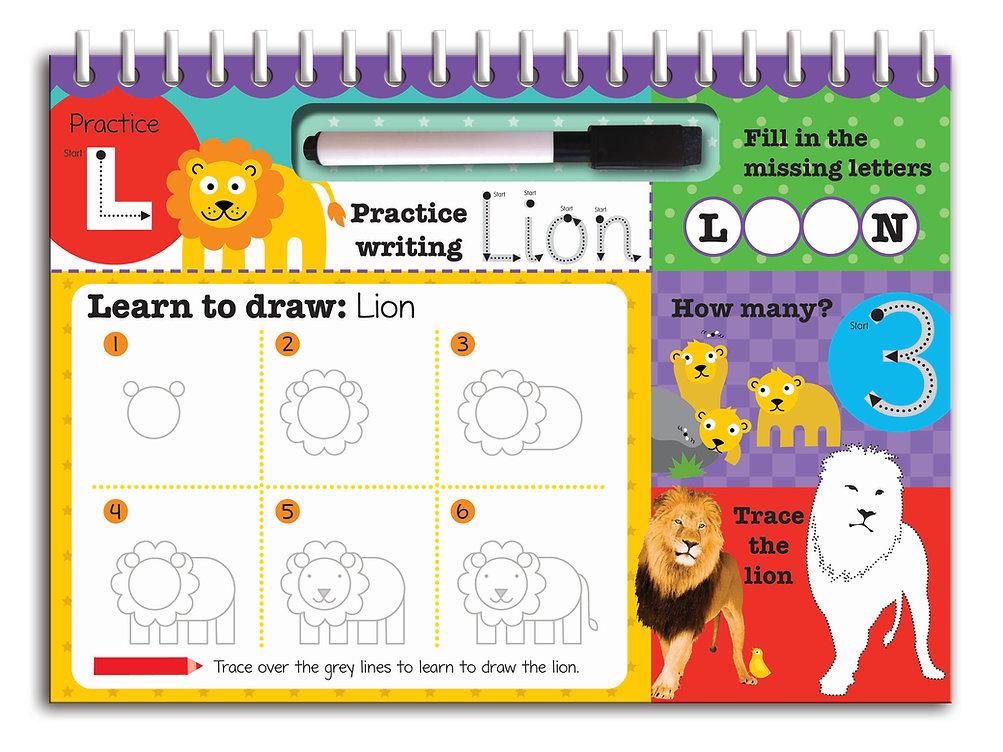 Wipe Clean Easel Book With Pen - Animals