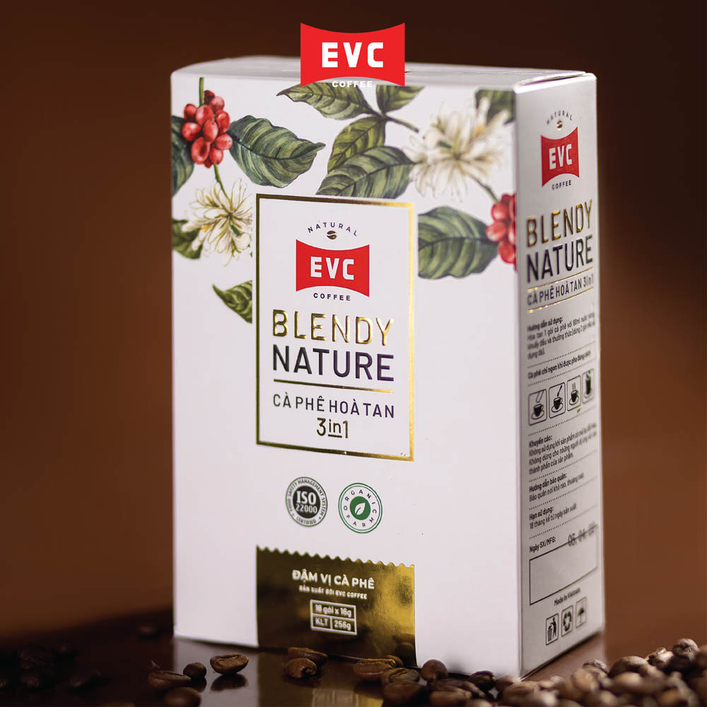 Cà phê hòa tan 3in1 - EVC Blendy Nature - Gấp đôi vị cà phê (12 gói x 16 gram)
