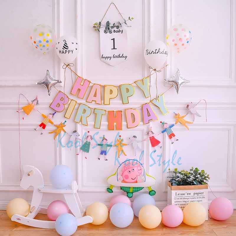 Dây chữ Happy Birthday ngũ sắc pastel - Kool Style