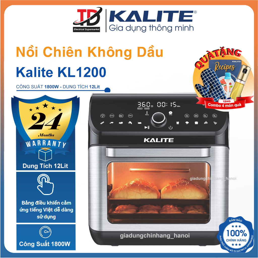 Nồi Chiên Không Dầu Kalite Kl1200, Dung Tích 12Lit - 1800W, Hàng Chính Hãng