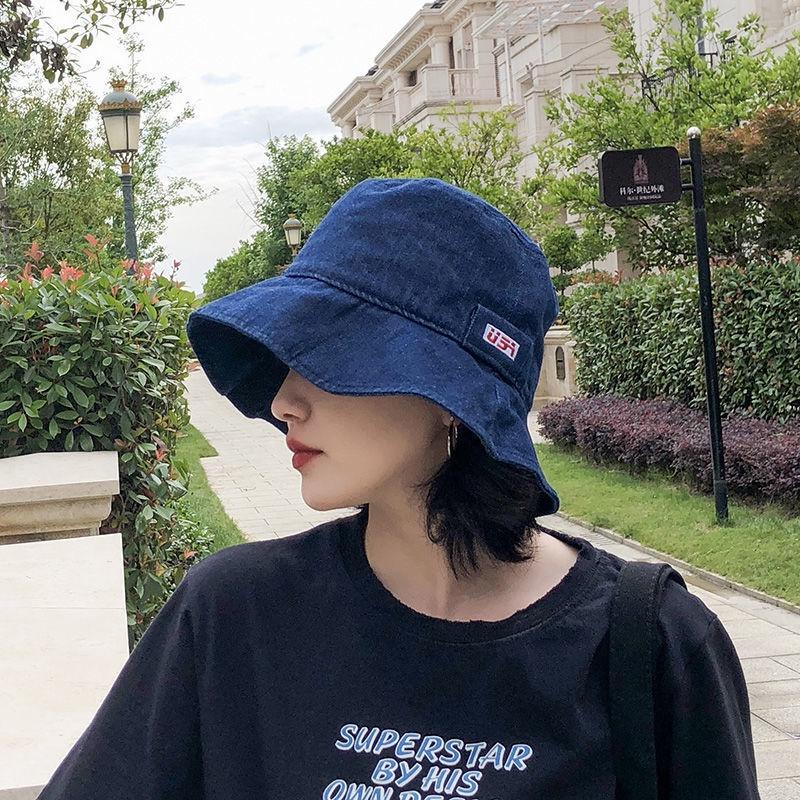 Nón Bucket Nữ / Nón Rộng Vành Nữ / Nón Chống Nắng / Mũ Trùm Đầu Chống Nắng / Nón Tai Bèo Denim Vành Rộng Chống Tia UV Thời Trang Mùa Hè Phong Cách Hàn Quốc Cho Nữ