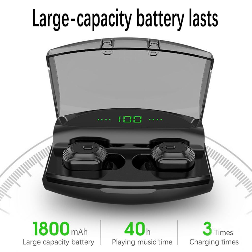 Wireless Headphone Bluetooth 5.0 Earphones 3D In-Ear Headset 1800mAh Case