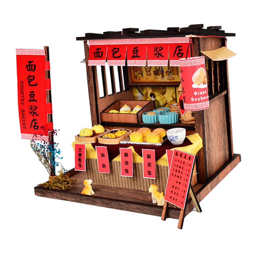 Diy Nhà Búp Bê Thu Nhỏ Đồ Nội Thất Bộ Vintage Bánh Mì Sữa Đậu Nành Shop Quà Tặng