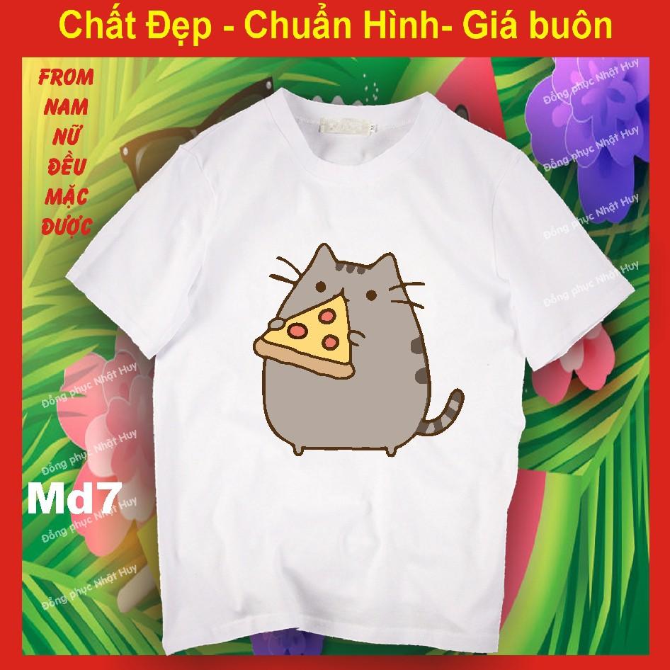 Áo thun mèo đen pusheen kawii MD12, phông, icoi biểu cảm,