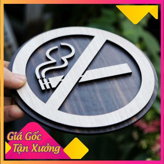 Bảng Gỗ Trang Trí Decor - Mẫu Cấm Hút Thuốc, No Smoking - Bảng Gỗ Woody