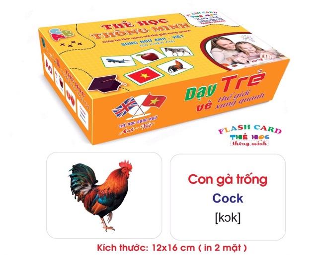 Bộ thẻ học thông minh song ngữ 18 chủ đề cho bé loại lớn khổ A5