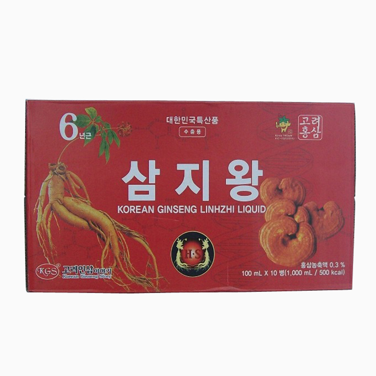 Thực phẩm chức năng Hộp 10 chai Nước hồng sâm linh chi KGS Hàn Quốc (100ml/chai)