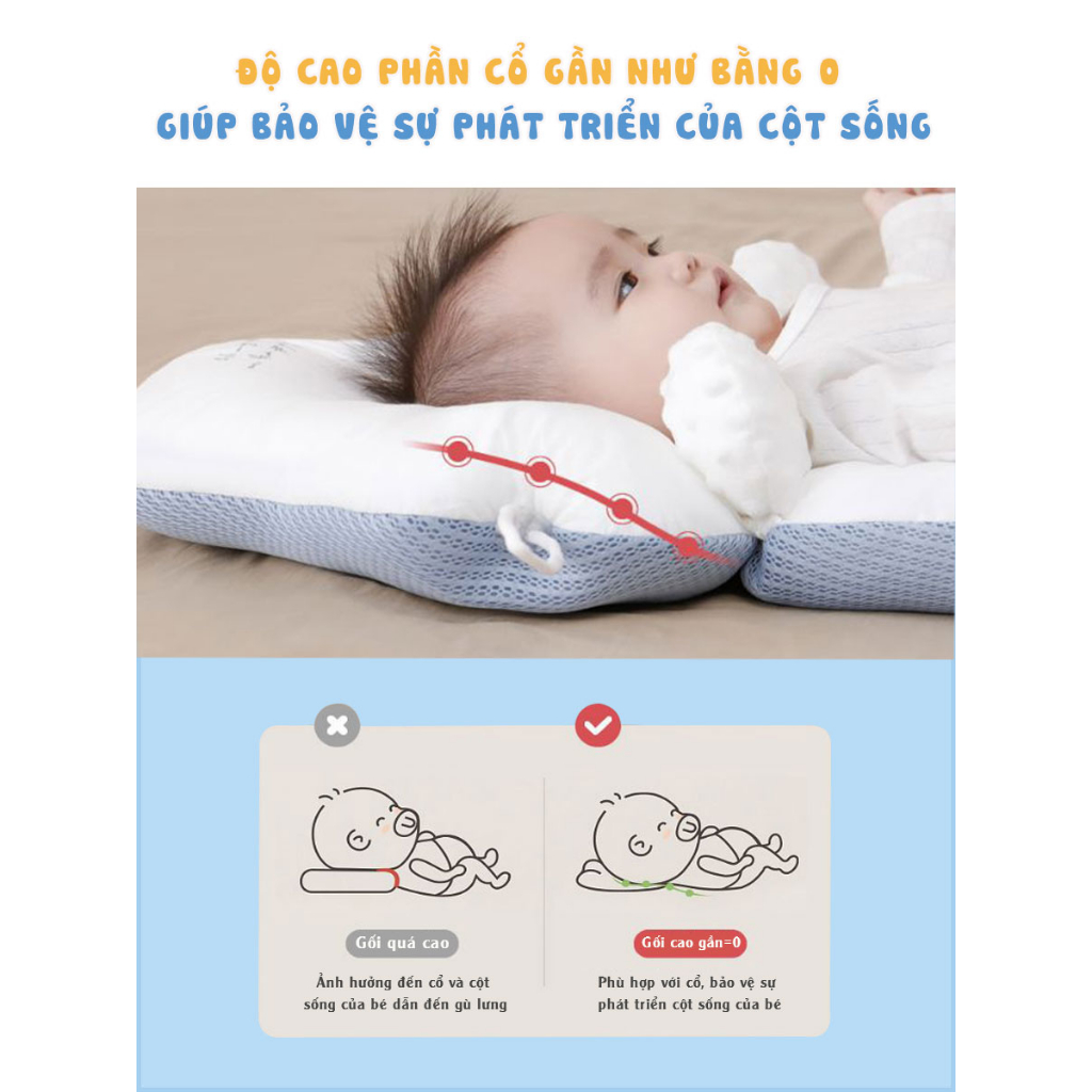 Gối Chữ U Cho Bé Sơ Sinh Chống Giật Mình Chống Bẹp Đầu Có Dây Rút Điều Chỉnh Bafaby Kids - 305