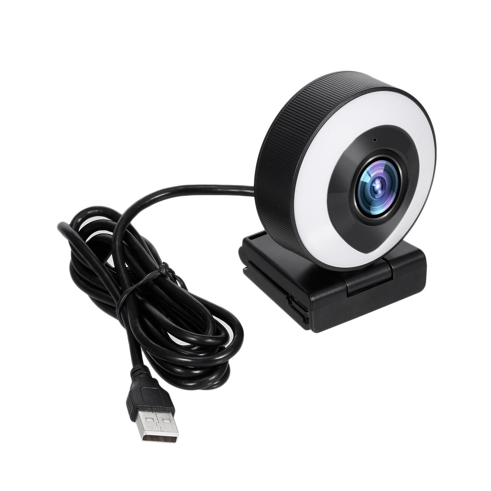 Webcam Streaming 1080P Full HD with Dual Microphone and Ring Light, USB Web Camera Stream with Tripod for Laptop
