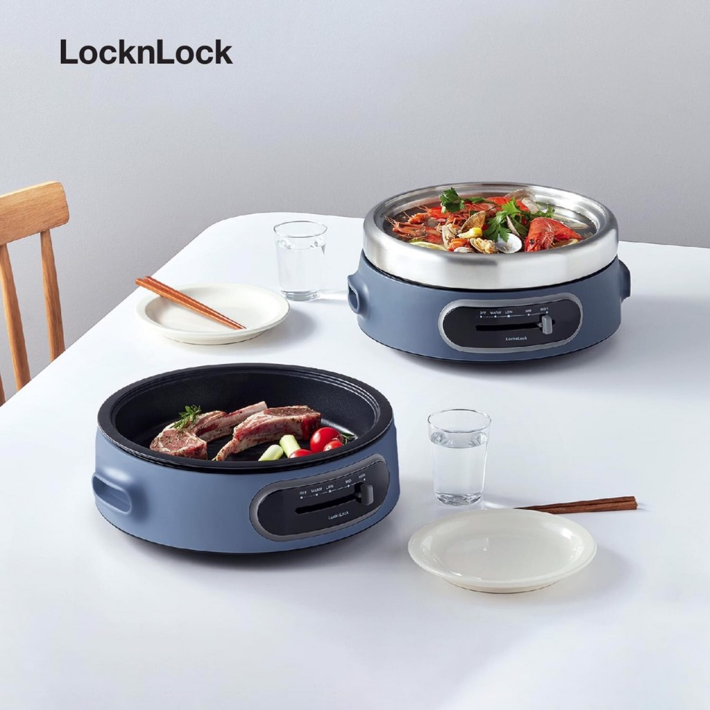 Nồi lẩu điện đa năng LocknLock 4L EJP542NVY, Hàng chính hãng, chảo nướng chống dính, nồi lẩu inox - JoyMall