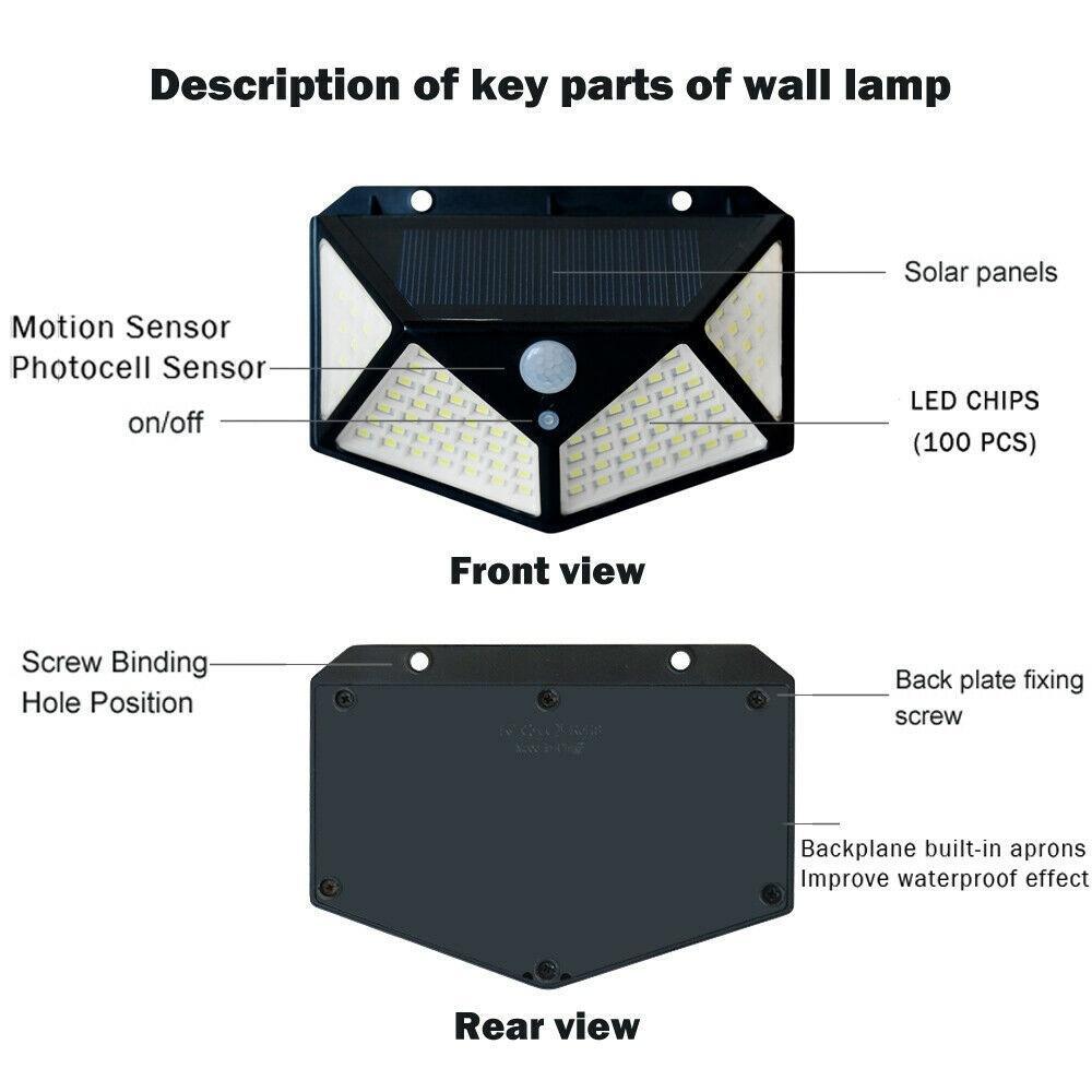 Combo 2 Đèn Năng Lượng Mặt Trời Cảm Biến Chuyển Động 100 Bóng Led, (Đèn Chống Nước, 3 Chế Độ Sáng, Dùng Chiếu Sáng Sân Vườn, Lối Đi Ngoài Trời...) - Vận Chuyển Miễn Phí Toàn Quốc