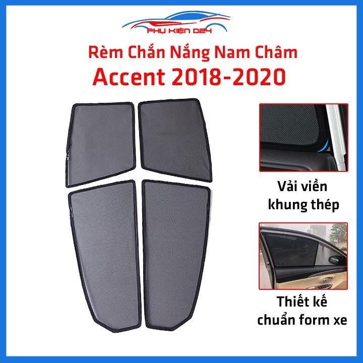 Bộ 4 rèm chắn nắng nam châm Accent 2018-2019-2020 khung cố định chống tia UV