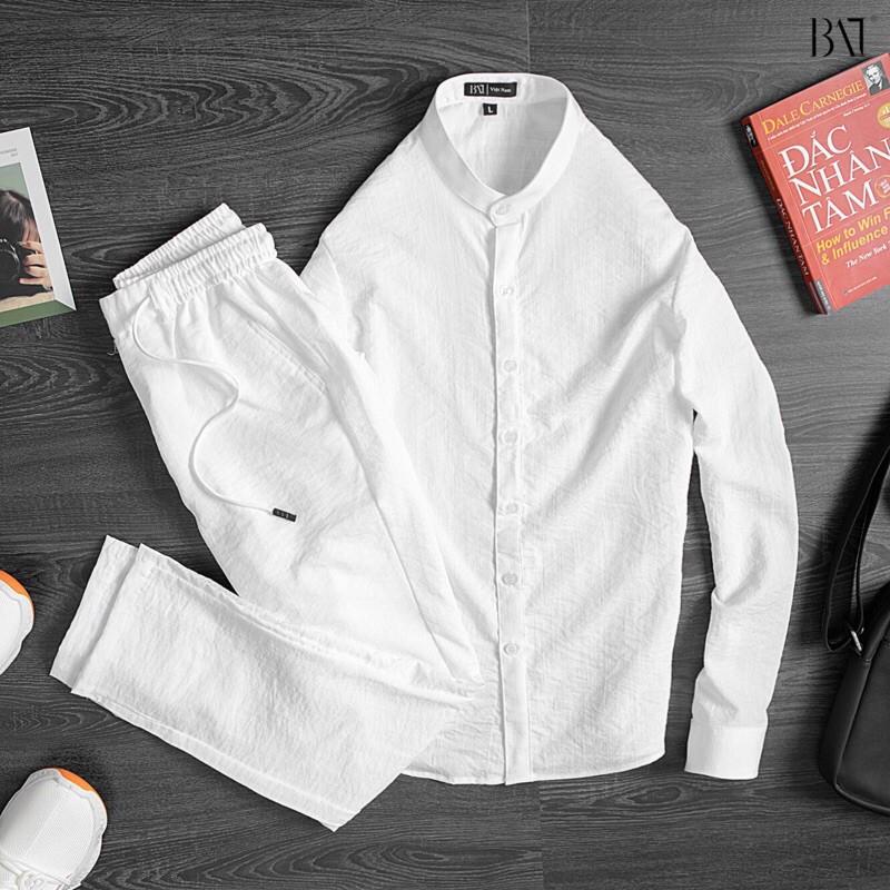 QUẦN ĐŨI DÀI SƠ MI NAM DÀI TAY ĐŨI CỔ TÀU CỔ BẺ HÀN QUỐC HOT 2020 thời trang nam atb shop