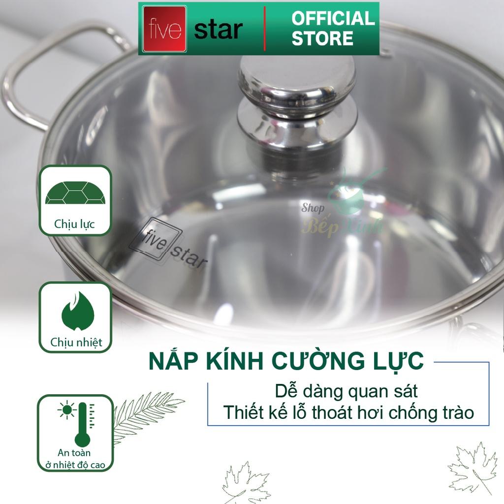 Bộ Nồi 5 Đáy Từ Cao Cấp Fivestar FSB55D001 Nắp Kính Inox 430 ( 1 quánh16cm x  N18cm x  N20cm x N24cm x C 24cm )