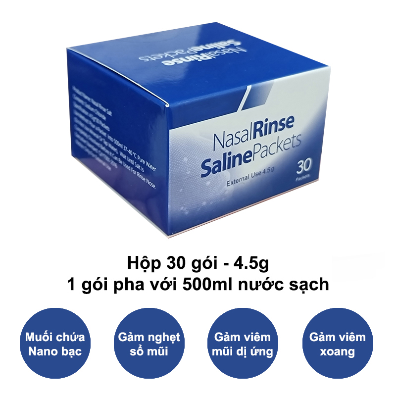 Muối Rửa Mũi Nano Bạc. Muối Sinh Lý Nasal Rinse Salt làm sạch nghẹt mũi, viêm mũi dị ứng, viêm xoang