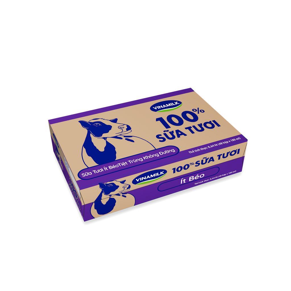 Sữa tươi tiệt trùng ít béo không đường Vinamilk - Thùng 48 hộp 180ml