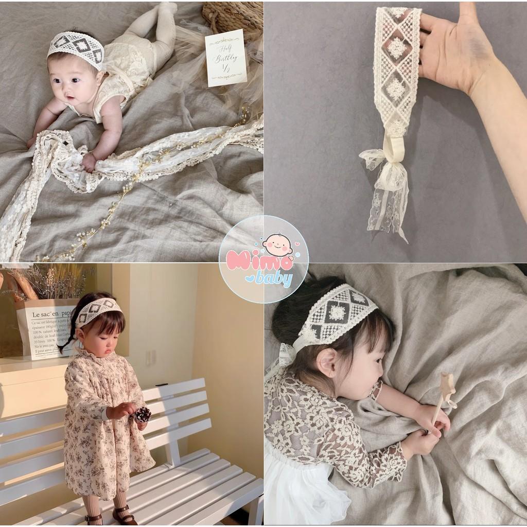 Băng đô bé gái - Mẫu ren trắng kiểu tiểu thư cho bé Mimo baby