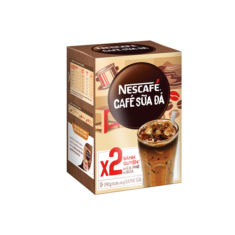 [Tặng Bộ bình ly Lumiarc 750ml & 200ml NESCAFE] Combo 4 Hộp Cà phê sữa NESCAFÉ (Hộp 10 gói x 24 g)