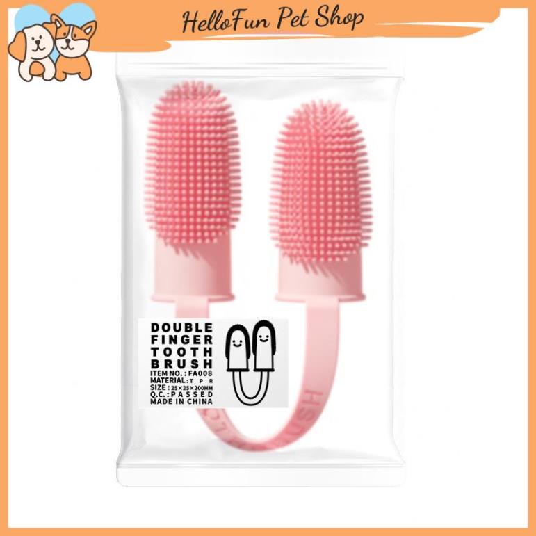 Bàn chải đánh răng cho chó mèo - Bàn chải xỏ ngón bằng silicone mềm tiện dụng
