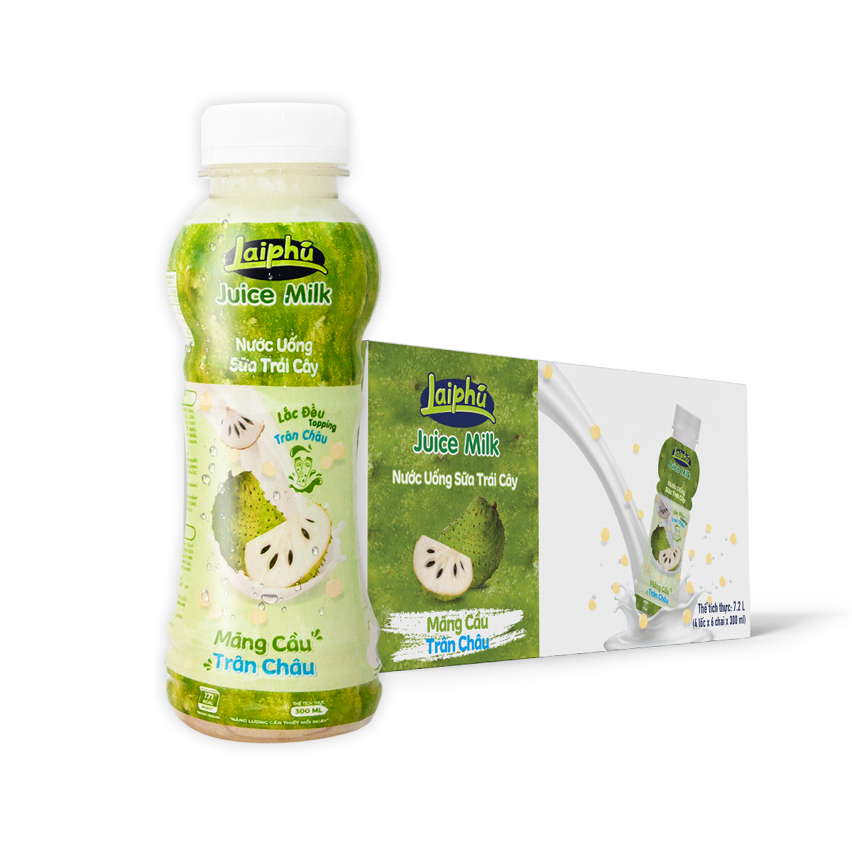 Sữa Trái Cây Mãng Cầu Trân Châu Lai Phú Chai 300ml - Thùng 24 Chai