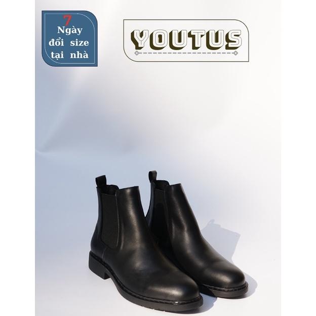 Chelsea boots nam da bò,giày bốt nam mũi tròn da bò nguyên tấm YOUTUS