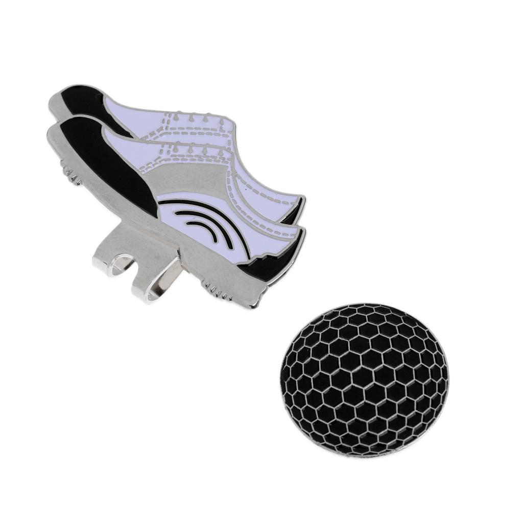 2-6pack Funny Shoe Stainless Steel Golf Hat Clip with Magnetic Ball Marker Black