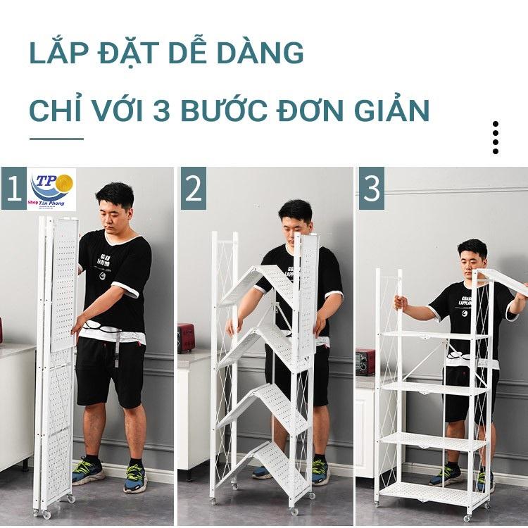 Kệ Để Đồ Đa Năng Kệ Gấp Gọn 3/4/5 tầng cho nhà bếp, phòng ăn, phòng tắm