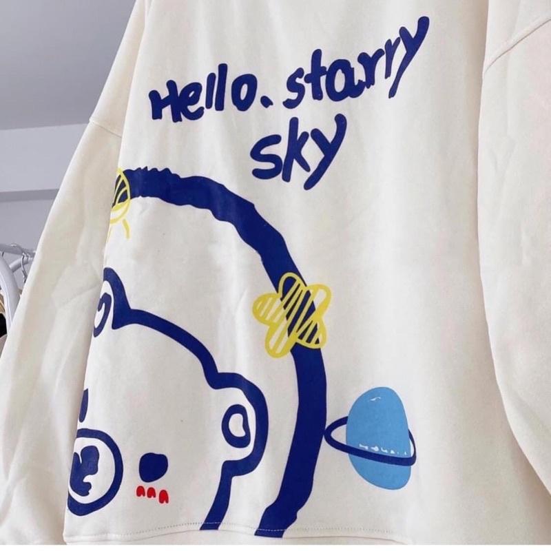 ÁO SWEATER Gấu Hello, Áo Nỉ Thụng Tay Phồng